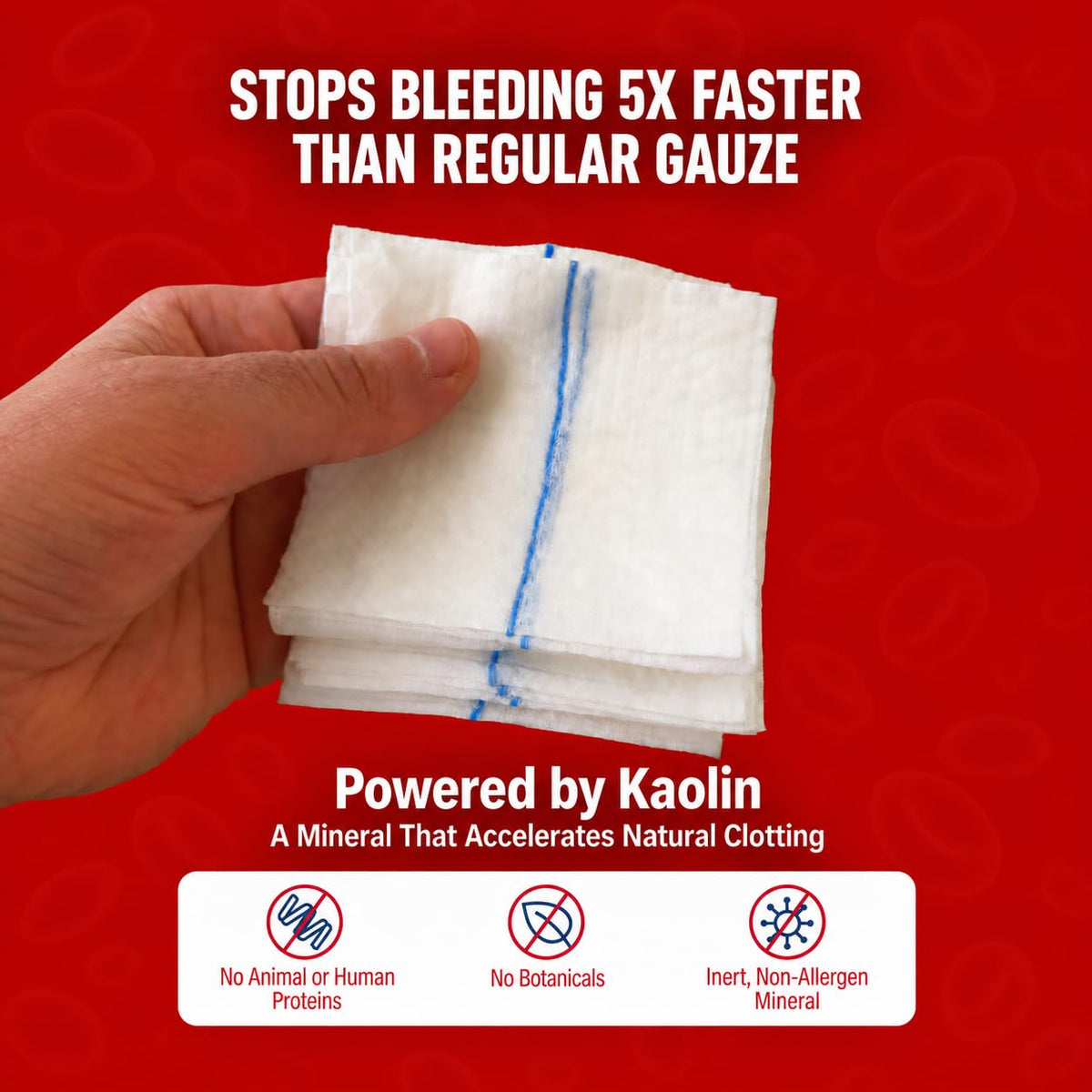 MEDCLOT kaolin hemostatic gauze features
