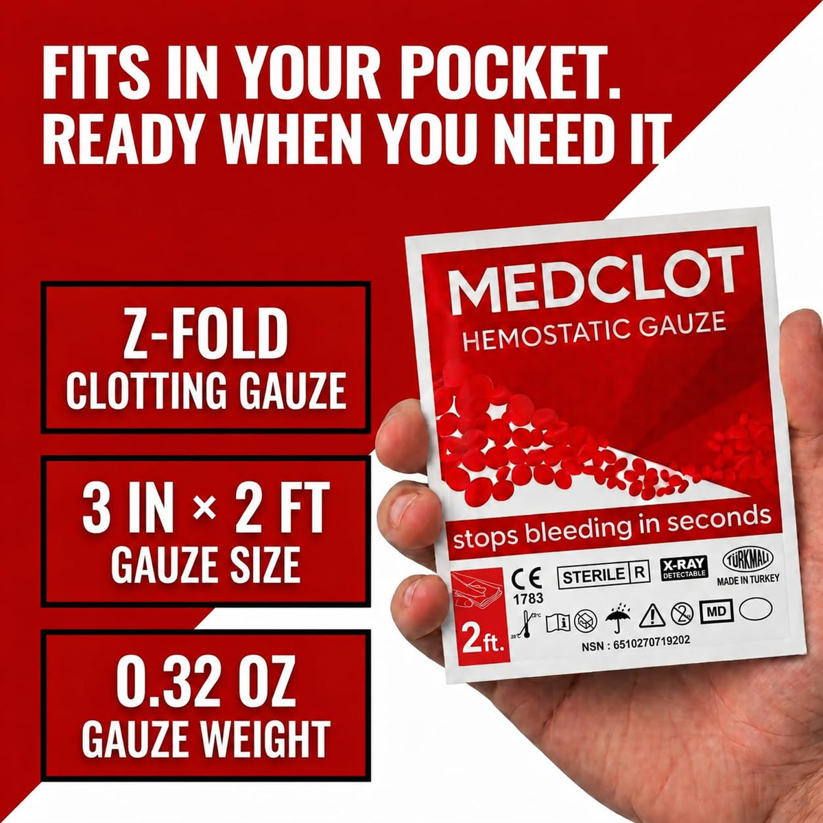 MEDCLOT kaolin hemostatic gauze benefits